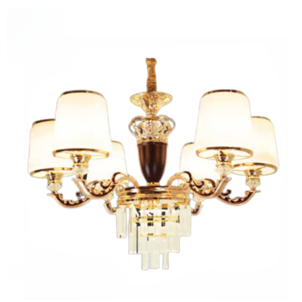 Đèn chùm đồng chao thủy tinh thả bàn ăn 6 tay đèn CNQT-168 - Thành Đạt